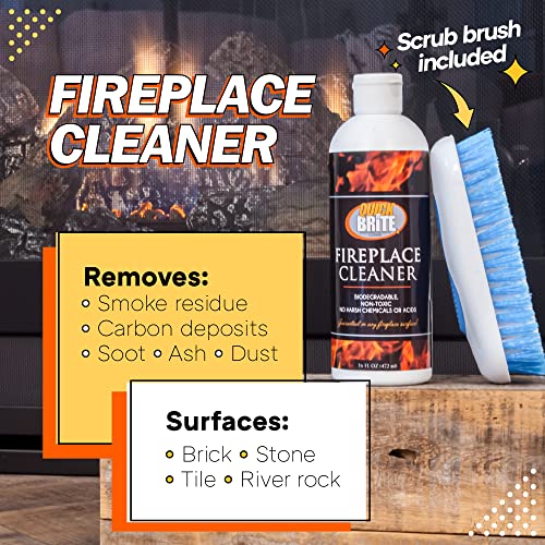 Quick N Brite Fireplace Cleaner With Cleaning Brush For Brick, Stone, Tile, Rock, Soot, Smoke, Creosote, And Ash, 64 Oz, 1-Pack #TOP2