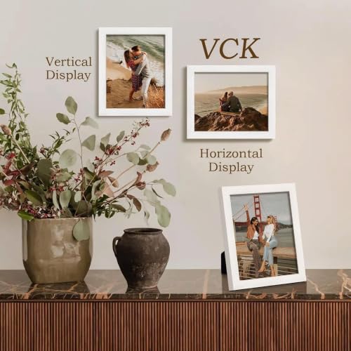 Image of VCK 8x10 Picture Frame Set of 3, White Wood Frames, Gallery Wall Decor Photo Frames for Wall Mounting Horizontally or Vertically