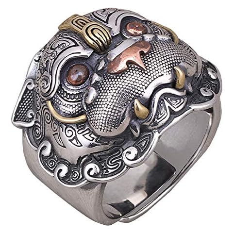 ForFox Anillo de PIXIU de Plata de Ley 925 Abierto y Ajustable Cover