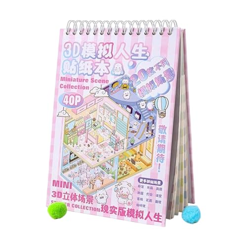 Libro di scene adesive | Fantasy Miniature Cute Art Craft - Collezione di adesivi per ragazzi e ragazze, per amici di famiglia, giovani, adolescenti amanti