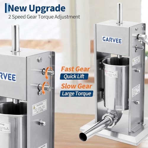 Image of Premium Vertical Sausage Stuffer Machine 3L with 5 Stainless Steel Stuffing Tubes, Detachable Parts for Easy Cleaning, Commercial and Home Use