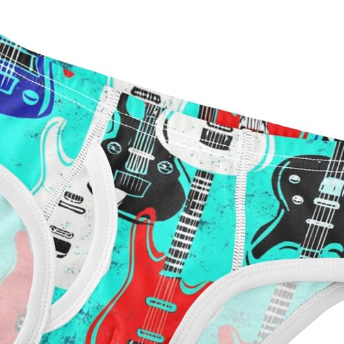 CHIFIGNO Boy Cotton Underwear Breathable Briefs Soft Briefs Underwear for Little Boy, Colorful Guitar Teal4