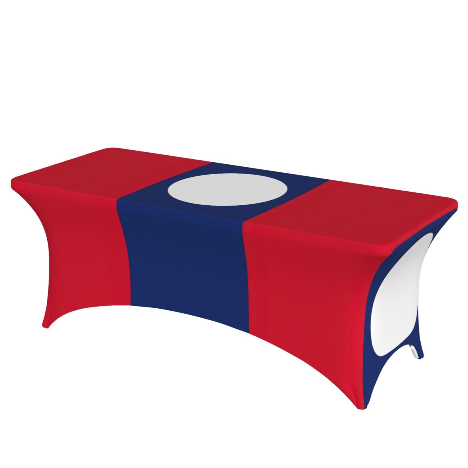 AYYQWE Flag Of Laos Print Elastic Rectangular Tablecloth For Banquet Outdoor Picnics Office Table Cover