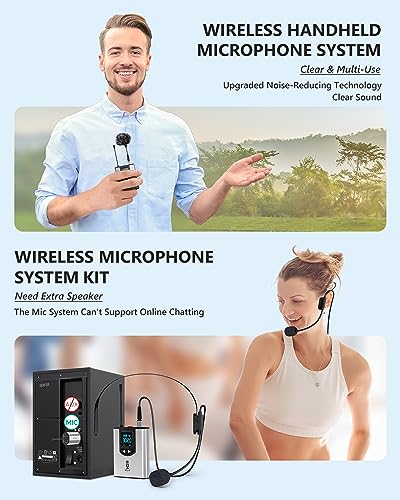 Image of Wireless Microphone System for PA Speaker, Camera, Recording, Teaching