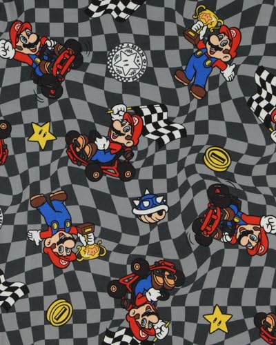 MJC Super Mario Kart Men's Mario Champion Checkered Pajama Pants Adult Sleepwear, Grey4