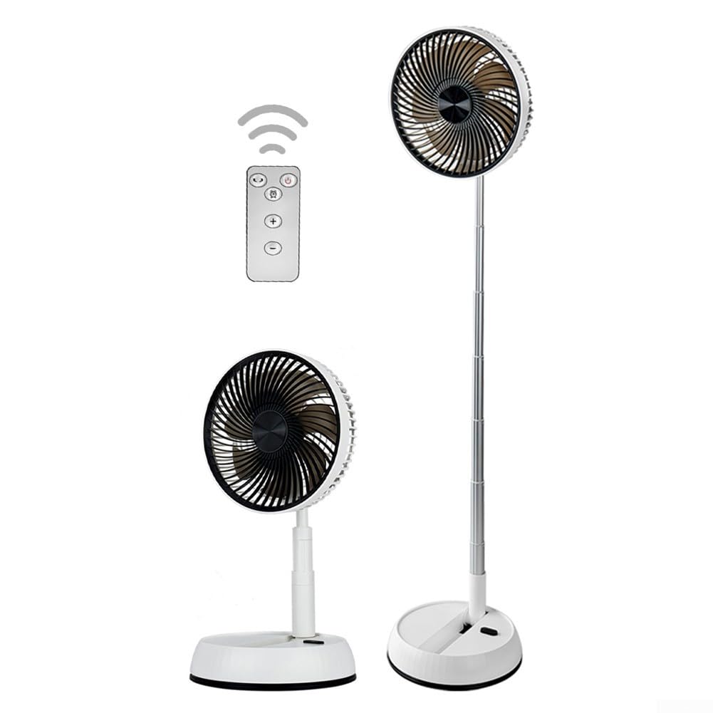 Eawfgtuw ventilateurs oscillants pliables avec télécommande, 5400 mAh, USB, silencieux, hauteur réglable, fonctionnement super silencieux pour chambre à coucher, bureau, voyage, camping