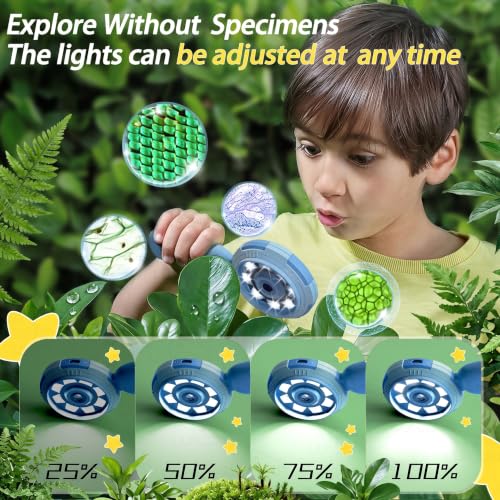 Image of Lukzer Mini Digital Kids Microscope 100X Zoom Camera with LCD Screen & LED Lights (Blue), Portable Pocket Handheld Microscope for Kids & Adults | STEM Educational Science Toy for Nature Exploration