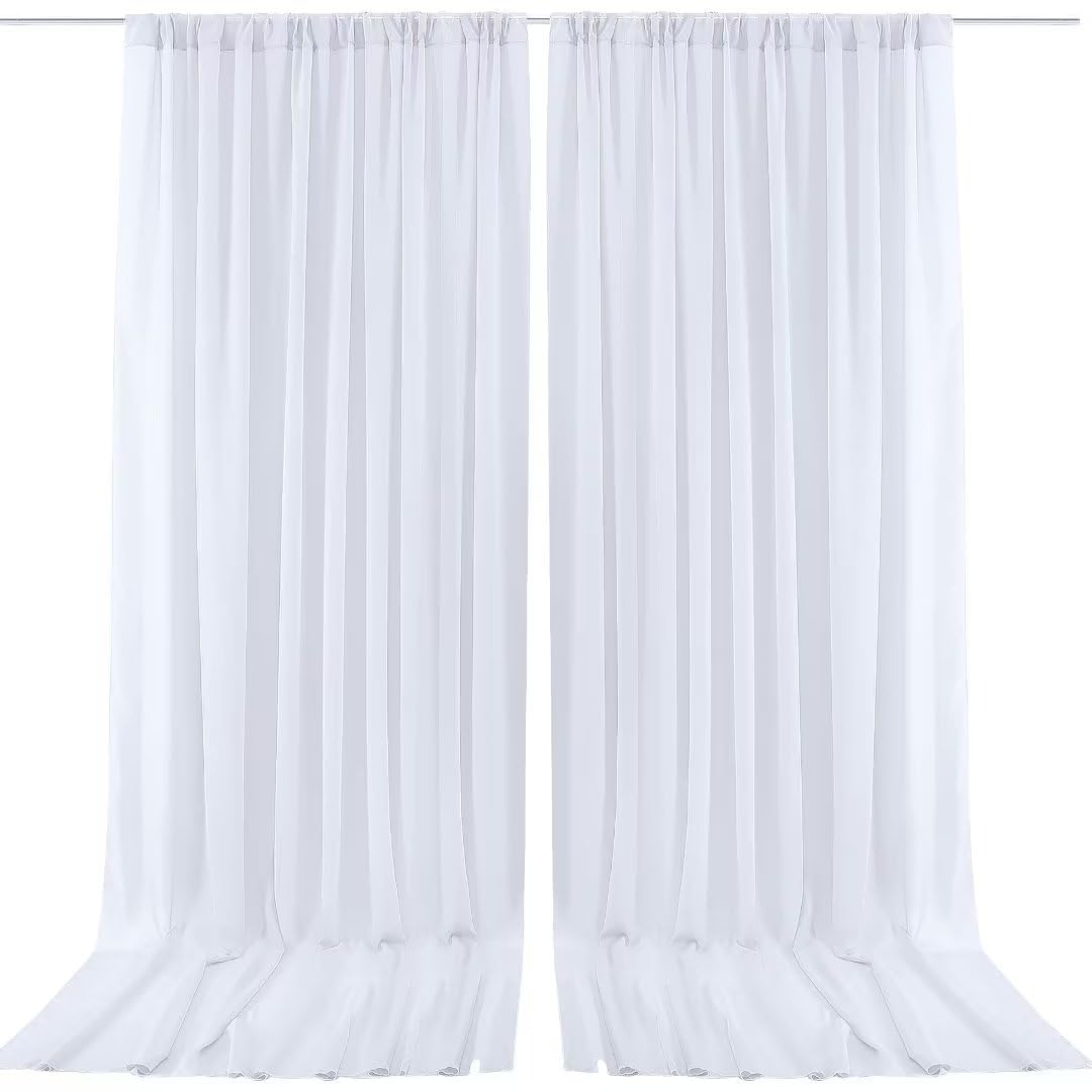 White Chiffon Sheer Backdrop Curtain for Wedding, Parties, White Arch Drapes for Backdrop Decoration,Wrinkle-Free 10ft x 10ft