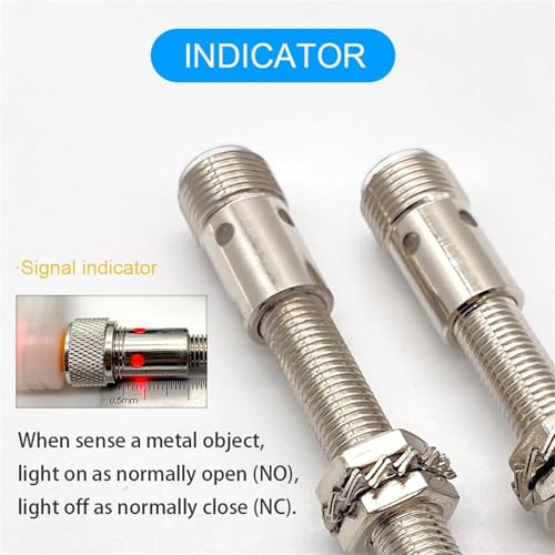 Sensor de proximidad M8 NPN NO inductivo con conector M12 cilíndrico de 4 pines LJ8A3 6