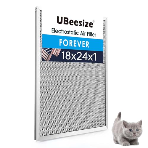Image of UBeesize 18x24x1 Reusable Electrostatic Air Filter HVAC AC Furnace Filter,MERV 8, Washable, Lasts a Lifetime,Permanent Air Filter,Breathe Fresher,Home And Office(Actual Size:17.44x23.46x0.82 Inch)