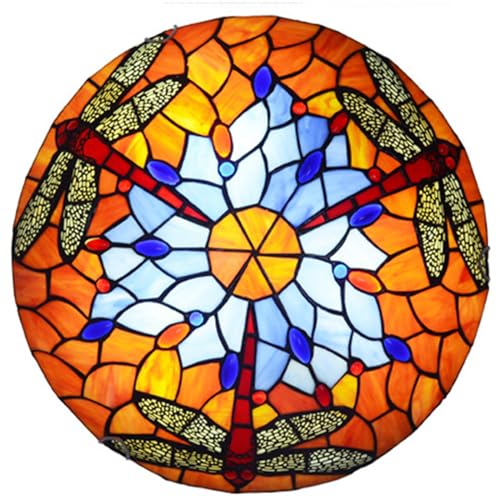 Plafonnier Tiffany 30cm anti-éblouissement abat-jour verre fait à la main