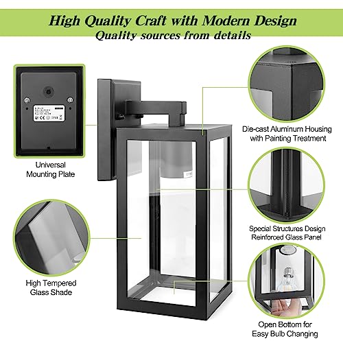 HLFVLITE Outdoor Wall Light Black Aluminum Exterior Wall Sconce for Porch Entryway, Doorway, Patio and Garage - Image 2