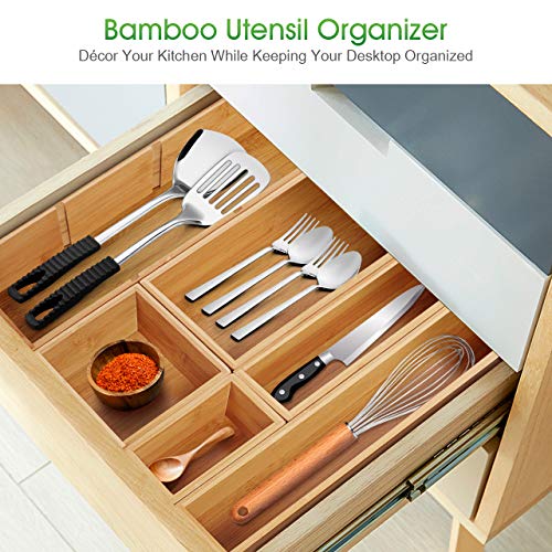 Kootek Kitchen Drawer Organizer for Utensils, 6 Pcs 8 Grid Silverware