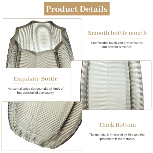 QEEYON Clear Glass Gradient Vase 28cm Tall Modern Large Glass Vase Thickened Crystal Vases for Flowers Floral Arrangement for Centerpieces Living Room, Kitchen, Office, Wedding(Narrow mouth design) - Image 4