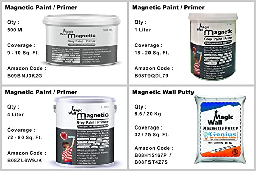 Image of Magnetic Paint /Primer | Paint that attracts magnets | 500 ML (Coverage 9 Sq. Ft. with 3 Coats) | Color (Dark Grey)
