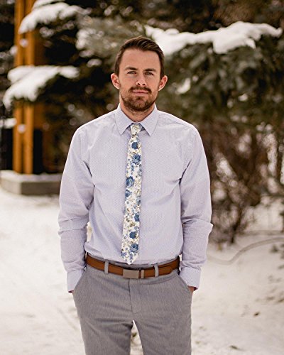 Image of DAZI Men's Skinny Tie Floral Print Cotton Necktie, Great for Weddings, Groom, Groomsmen, Missions, Dances, Gifts.