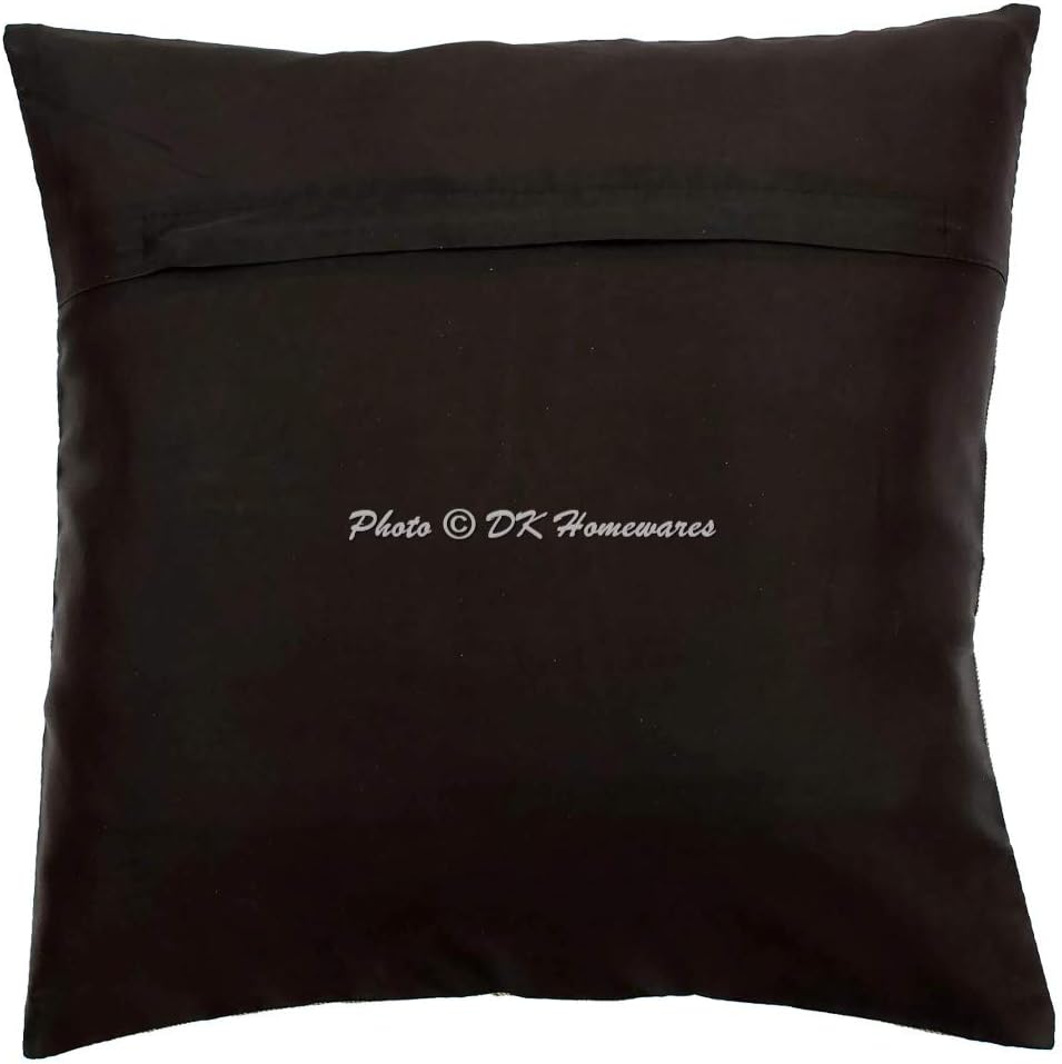 Indian Decorative Sofa Throw Pillowcases 16 x 16 Inch Brocade Jacquard Floral Bohemian Square Couch Cushion Covers (Size - 40x40 cm ; Color: Black & Gold) - Set of 4 Pcs (Cover Only)