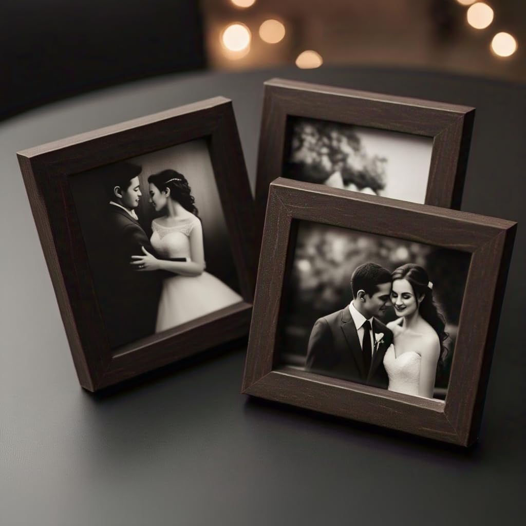 customizable Picture Frame Set of 3, Brown Wooden Table Top Photo Frames with Acrylic Front, Square Design for home and office decor as well as gifting-image-28