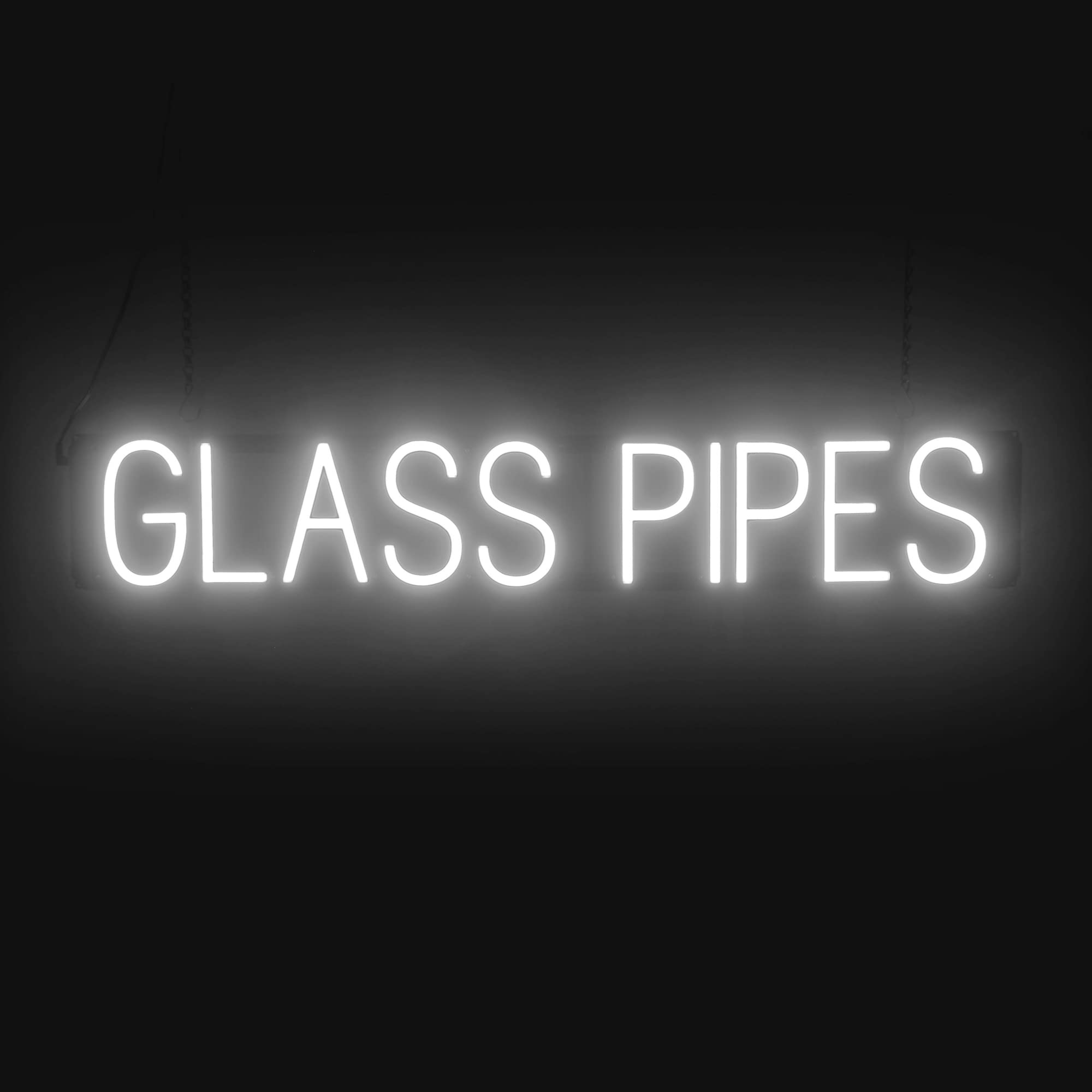 SpellBrite LED Neon GLASS PIPES Sign for Business - White, 38" x 6"