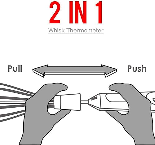 Miniatura 3 de Batidor de huevos de acero inoxidable 2 en 1 y sonda de termómetro instantáneo de 12 pulgadas para cocinar dulces, yogur, chocolate, crema de