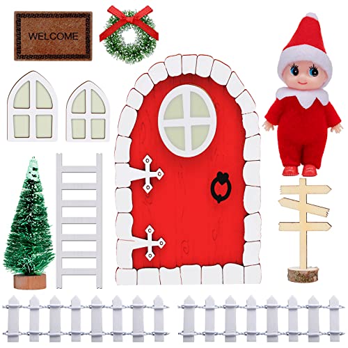 BEIMEIII Lot de 11 accessoires de porte de lutin de Noël inclus miniature pour porte de fée de Noël - Pour décoration de Noël, (BMED0133) Cover