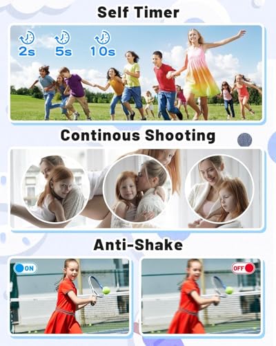 Image of Ultra Thin 48MP Digital Camera for Kids, 16X Zoom, FHD 1080P Anti-Shake, Compact & Portable Point-and-Shoot Camera for Children, Teens, and Students with 32GB SD Card