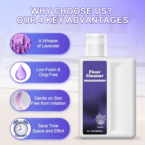 Image of Floor Cleaning Solution Compatible With Dreame Cleaning Solution, Rich, Long-lasting, Floor Cleaner for All Robot Vacuum and Wet /Dry Vacuum Cleaners (Lavender, Total 1 L)