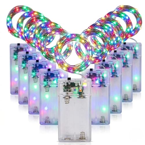 Image of Pack of 10 / 3Mtr / 30 LED's Battery Operated Magic Multi Fairy String /Strip Light with Copper Wire for DIY Lights for Festival,Indoor /Outdoor,Home Decoration Light (M /Fairy String Light)
