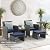 OC Orange-Casual 6 Piece Patio Furniture Conversation Set with Ottoman, Outdoor Grey Wicker Chair and Table Set, Balcony Furniture for Apartments, Navy Blue