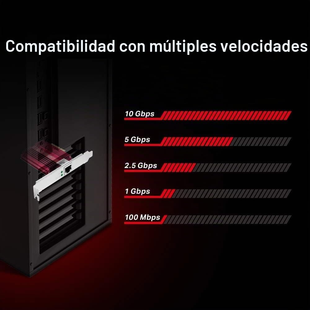 [Nuevo] TP-Link TX401 – Tarjeta de Red PCIe 10 GB/s, Adaptador 10GBase-T con disipación Avanzada, Compatible 5G/2.5G/1G, Incluye Cable Cat6A, Baja latencia, Ideal para Gaming y NAS, Windows & Linux