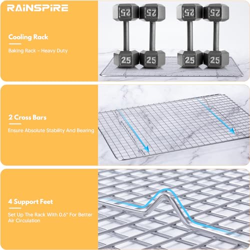 Image of Rainspire Cooling Rack Stainless Steel, Heavy Duty Cooling Racks for Cooking and Baking, Oven Safe Wire Rack for Cooking, Baking Rack for Oven Cooking Fits Quarter Sheet Pan (1, 8.5 inch x 12 inch)