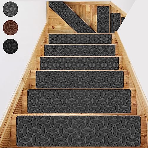 Romrol Stair Treads For Wooden Steps 8''X30 15Pcs In Pack Non-Slip Carpet Step Mats Indoor For Kids Elders Pets, Reusable Safety Staircase Runners For Wooden Step #TOP7