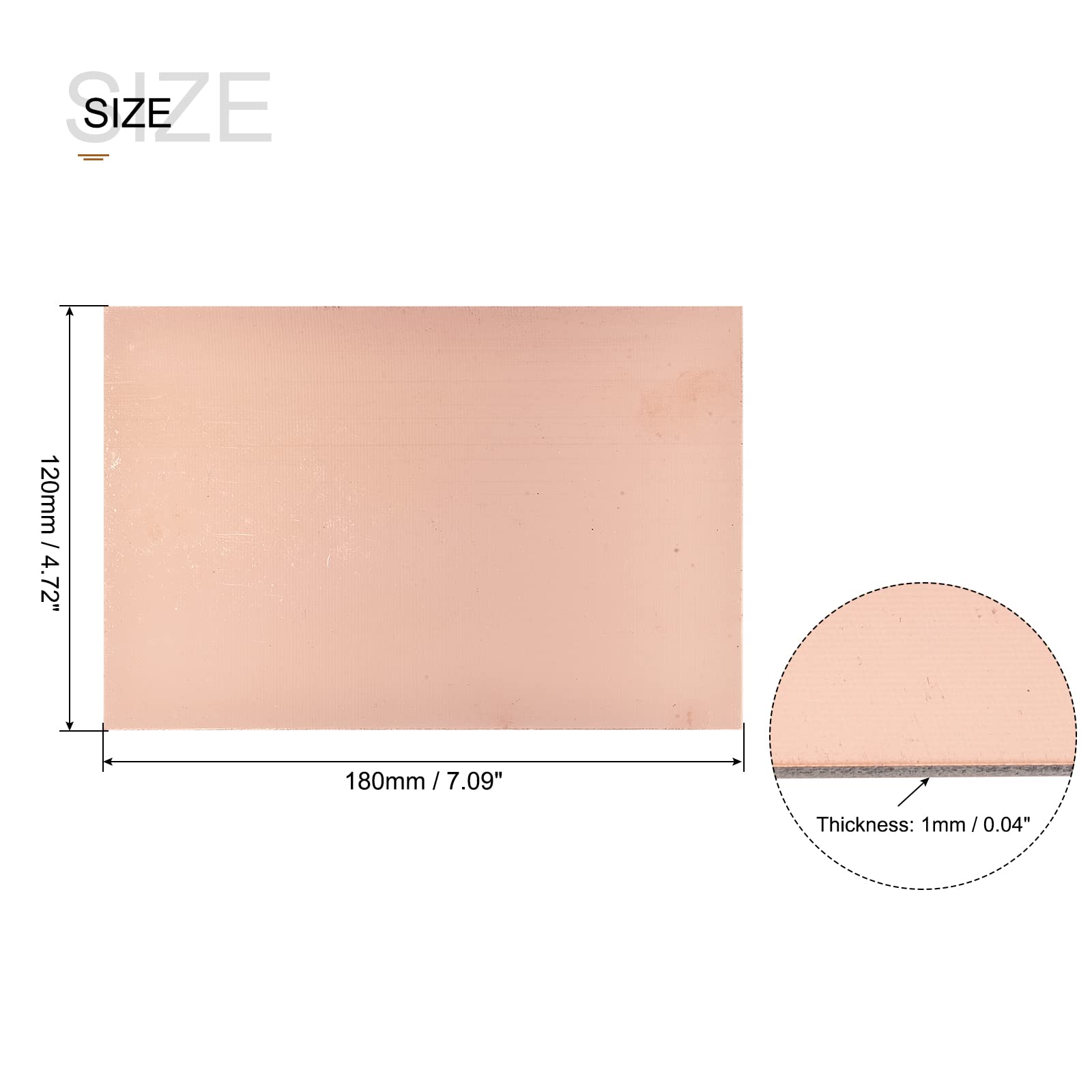 PATIKIL 180x120x1mm Rame Rivestito Laminato, 2pz FR4 Singolo-Lato PCB Circuito Scheda per Fai da Te Prototipazione, PCB Scheda