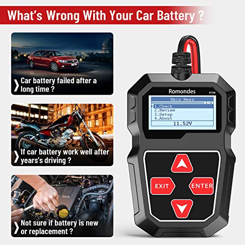 Romondes Bt200 Car Battery Tester 12V 100-2000 Cca Auto Battery Load Tester Charging Cranking System Analyzer For Car Boat Motorcycle Truck Marine #TOP6