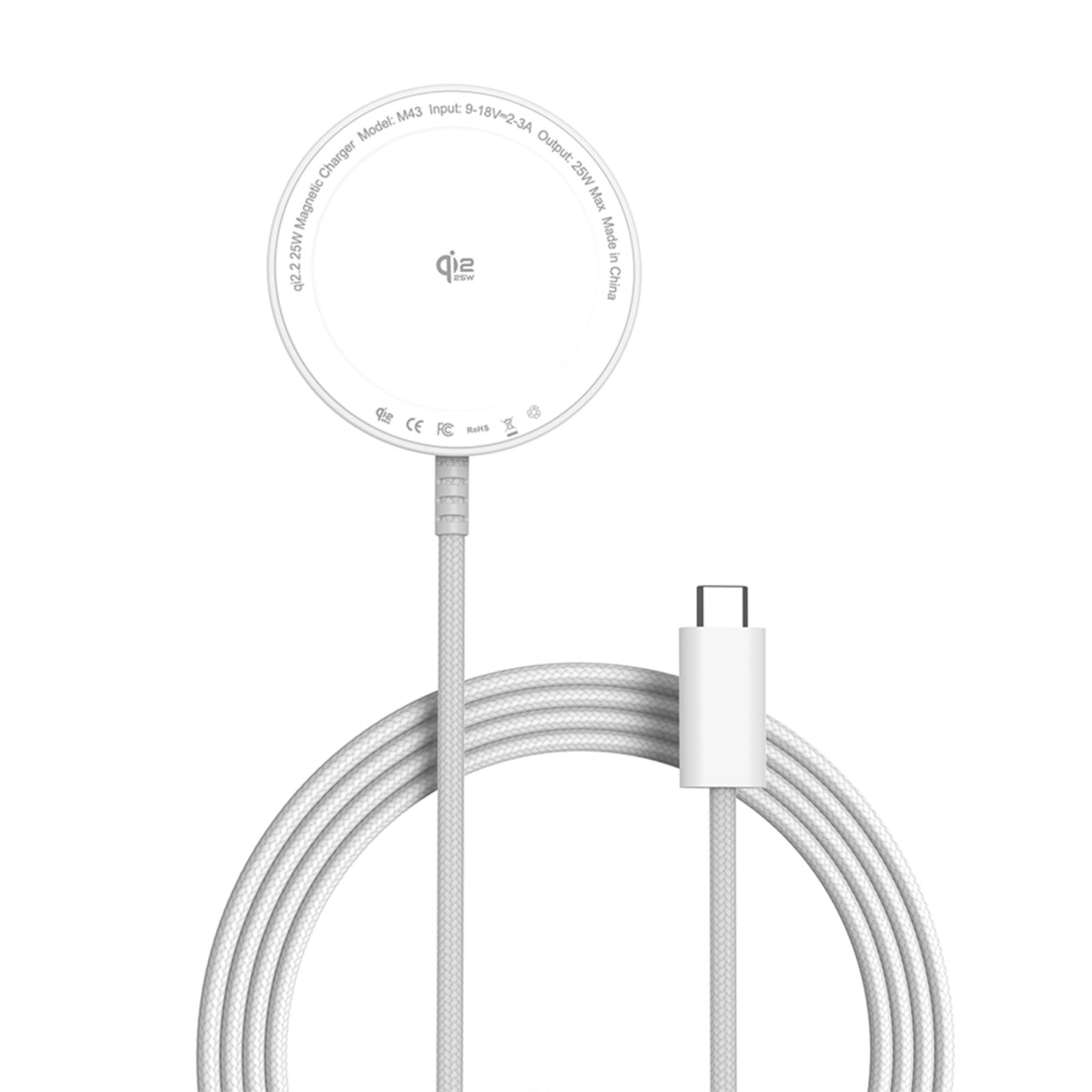 Magnetic Wireless Charger, 25W 5ft Qi2 Fast Charging Pad Compatible With MagSafe for iPhone Air/17e/17/16/15/14/13/12, AirPods 4/3/2/Pro, Pixel 10 Series & More(No Adapter)-White — view 8