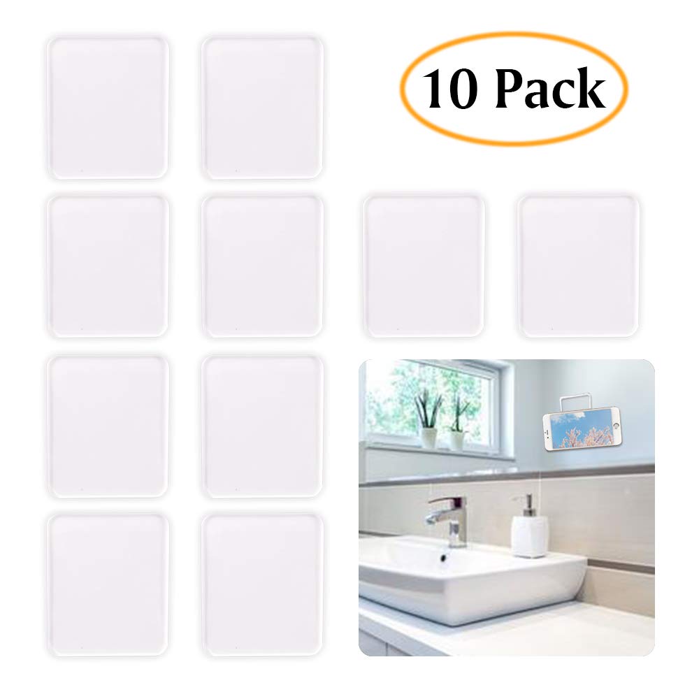 ZC GEL Universal Sticky Gel Pads (10 Pack), Removable Traceless Non Slip Mat Washable Reusable Anti Slip Pad for Car Dashboard Office Home Stick Anything Anywhere, Clear
