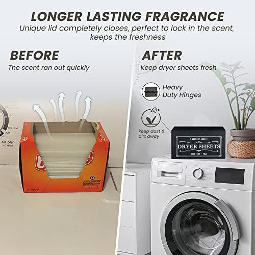 Rustic-Dryer-Sheet-Holder-with-Lid-Cute-Farmhouse-Dryer-Sheet-Dispenser-Laundry-Room-Decor-AccessoriesFabric-Softener-Dispenser-Dryer-Sheet-Container-for-Laundry-Organization-StorageBlack-N Rustic Dryer Sheet Holder with Lid Cute Farmhouse Dryer Sheet Dispenser Laundry Room Decor AccessoriesFabric Softener Dispenser Dryer Sheet Container for Laundry Organization StorageBlack N