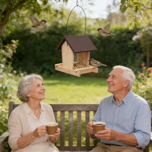 Mangeoire à oiseaux d'extérieur en forme de maison pour protéger les graines du sol - 3