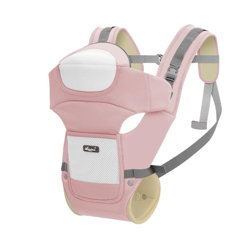 Baby Carrier Ergonomic M Position, Head Support,Newborn to Toddler and Breathable Mesh,Adjustable RemovableBaby Baby Sling Carrier,Pink