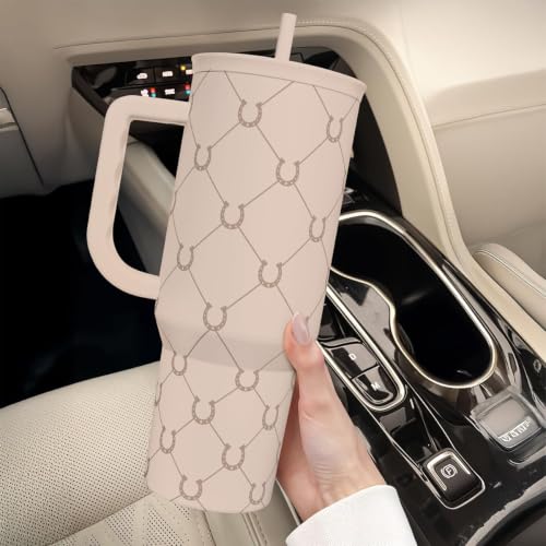 Image of SANDJEST Horse Tumbler with Handle, Insulated Cup Stainless Steel Travel Mug Cup, Gifts for Women Girl, Equestrian Gift for Birthday Christmas, 40oz