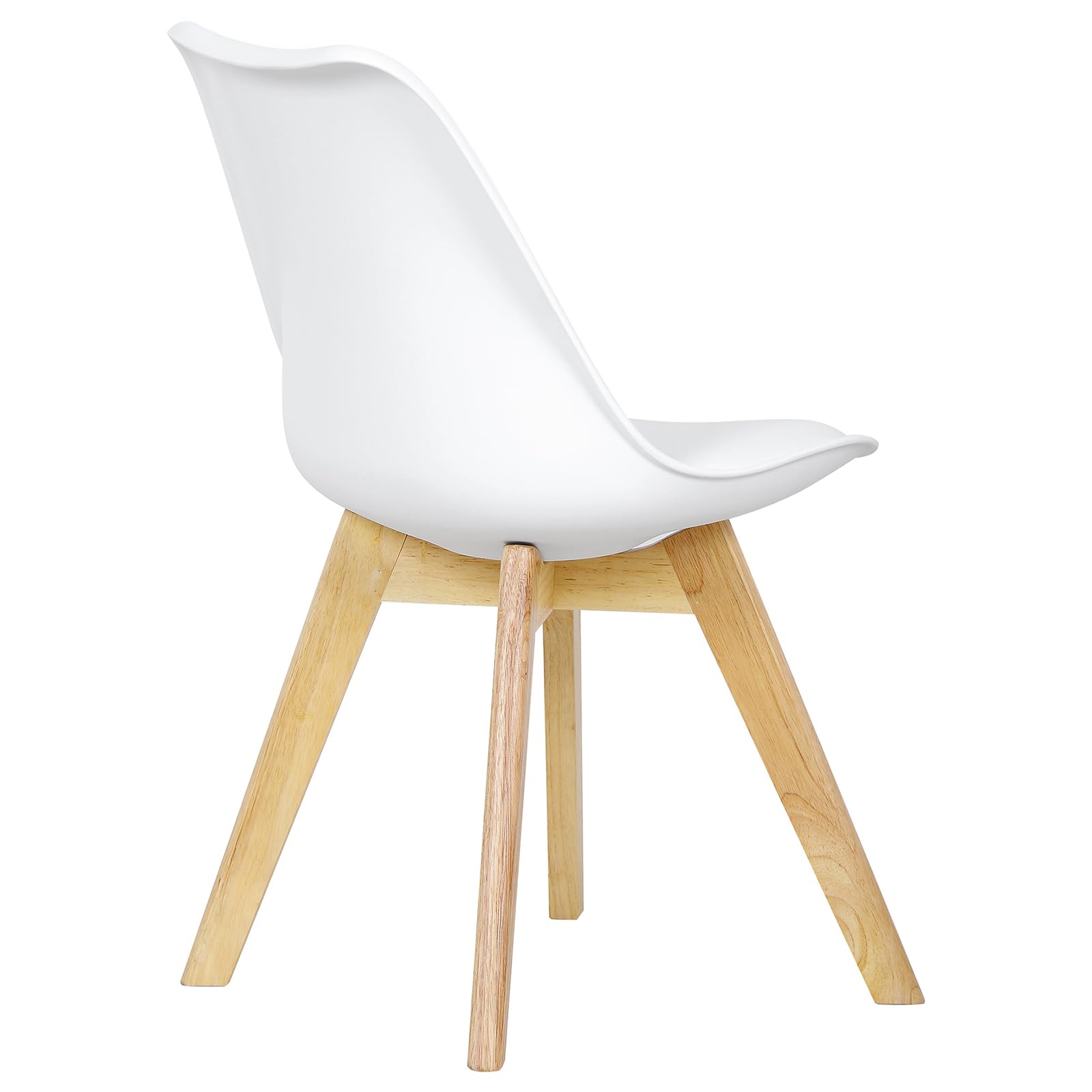 WOLTU Lot de 2 Chaises de Salle à Manger avec Siège Rembourré, Chaise de Salon Scandinave sur Pieds en Bois Massif, Blanc, BH29ws-2