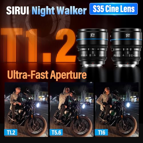 Image of SIRUI Night Walker 16mm & 75mm T1.2 Cine Lens Set, X Mount, Black | 16mm for immersive wide shots and 75mm for portraits, close-ups, and strong subject separation.