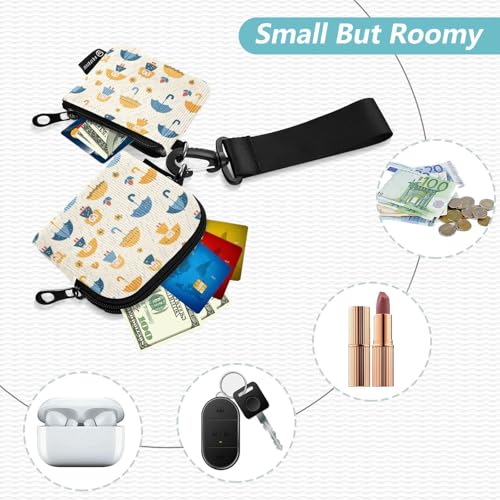 Cartoon Umbrella Rain Women's Card Cases Change Holder Minimalist Business Card Case Money Organizer with Wristlet Strap for Lady 2 Pcs tarjetero para Credit2