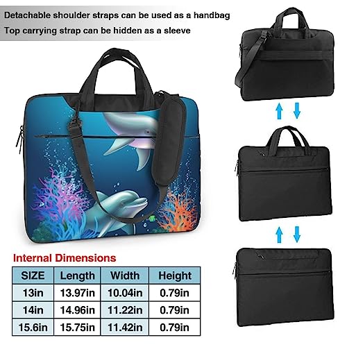 Bolso tipo Tote para laptop con diseño de delfín y pez miniatura 3