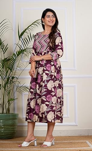 Image of Kuruti B Sheets Women's Cotton Floral Printed Regular Fit Anarkali Kurta for Women
