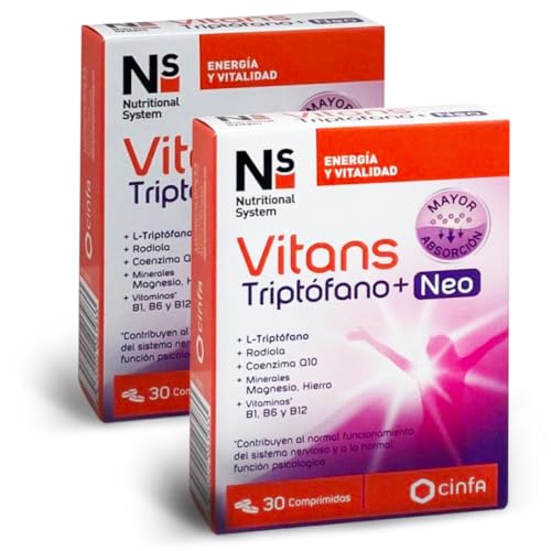 Ns Vitans Triptófano + Neo. Pack x2. 60 comprimidos en total. Mejora el estado de ánimo.