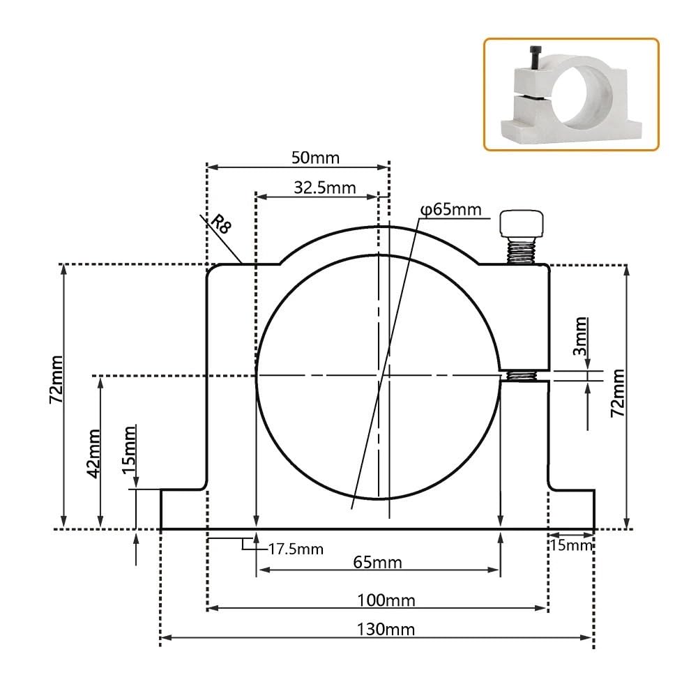 Husillo refrigerado por aire ER11 de 1,5 kW Refrigeración por aire de 24000 rpm 400 Hz 4 rodamientos Inversor H100 de 65 mm y 1,5 kW y soporte de 65 mm(110v)