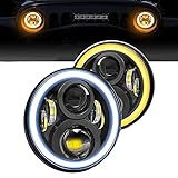 Largoods ラングラー 7 インチ LED 丸目ヘッドライト Hi/Lo切り替え イカリング機能付き ホワイト イエローウインカー付き DRL 高輝度IP67 防水 ジープjkラングラー ジムニー プロジェクター ２個セット