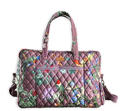 Maison d' Hermine Weekender Bags for Women Cotton Quilted Duffel Overnight Luggage Weekend Bag for Men Gym Sports Gifts Travel Business Travellers Family Trip (Eden - Violet)