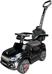 Carrinho Elétrico Infantil Conversível Preto Luz Som Com Empurrador Menino